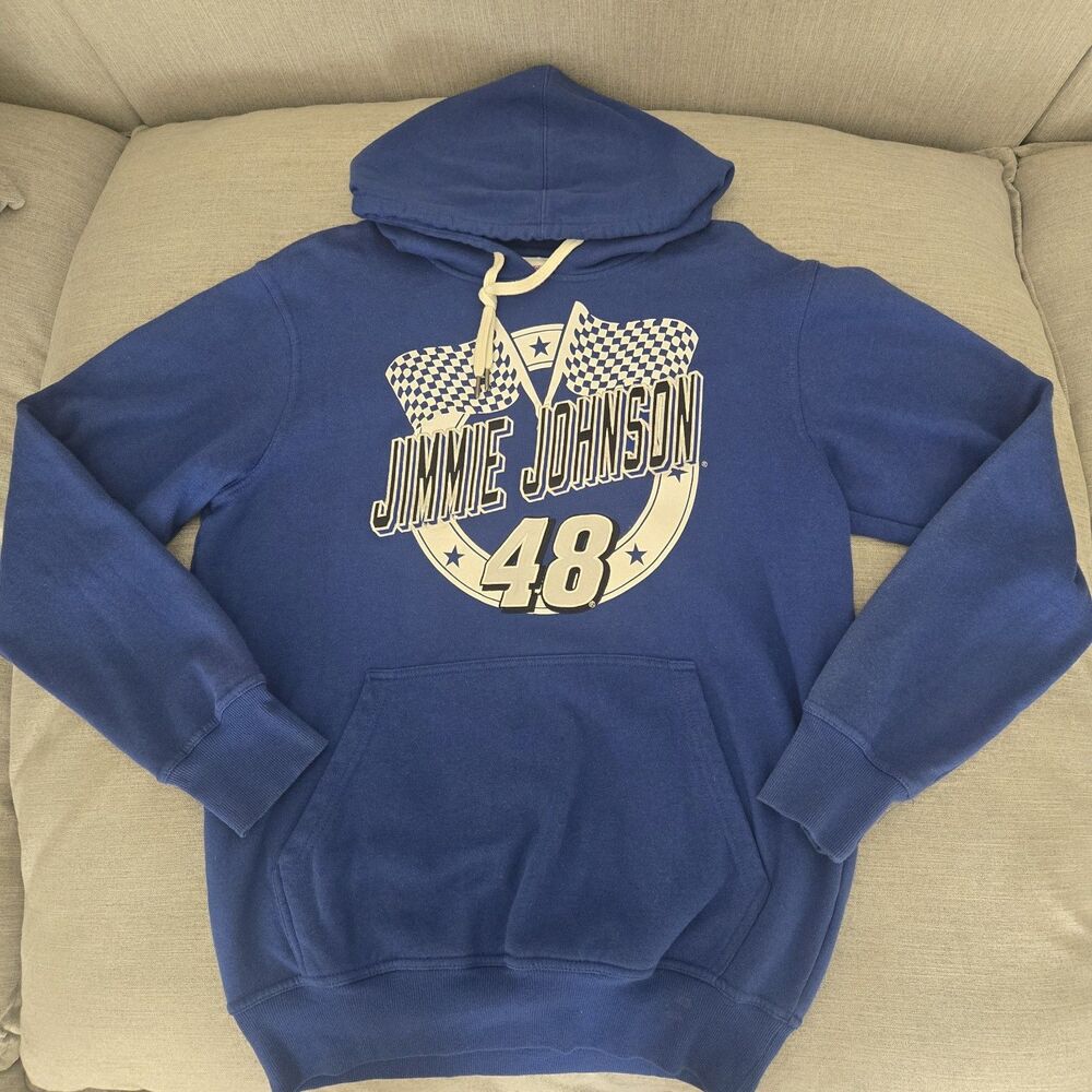 Nascar Jimmie Johnson Men's Hoodie Medium Blue  Front Pocket